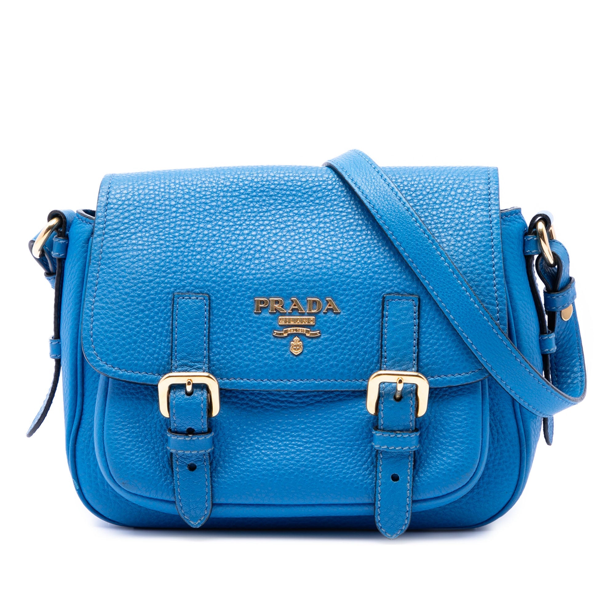 Vitello Daino Double Buckle Messenger Bag
