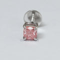 Pink Cushion Cut Single Stud  Earring