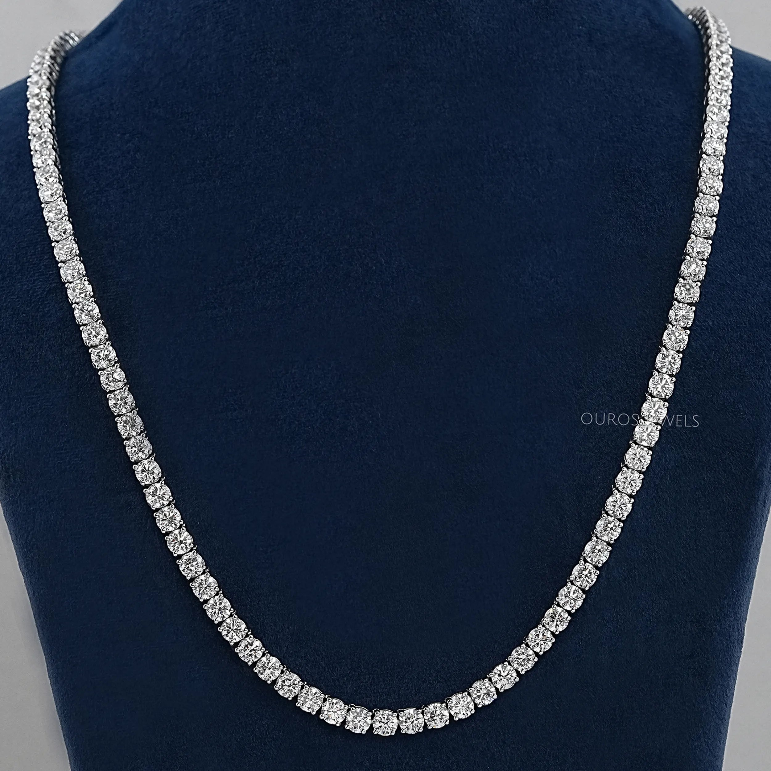 Round Cut Lab Diamond Tennis Necklace For Men's