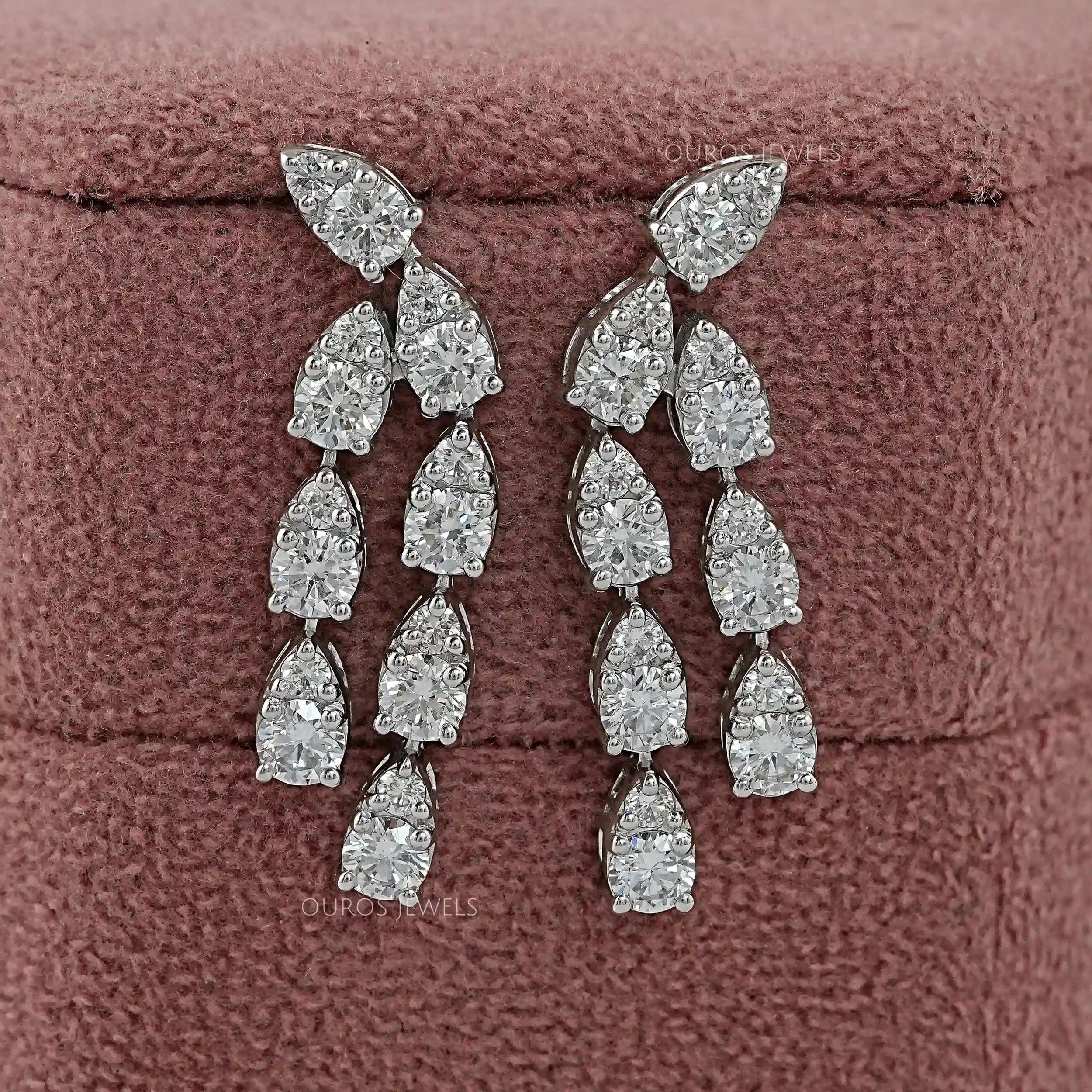 Round Cut Lab Diamond Curved Dangle Earring