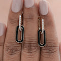 Round Cut Lab Diamond Double Hoop Link Earrings