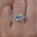 Asscher Diamond Three Stone Engagement Ring