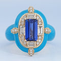 Sapphire Baguette With Enamel Cocktail Ring
