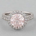 Pink Round Cut Halo With Accent Engagement Ring