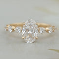 Old Mine Moval Cut Solitaire Accent Engagement Ring