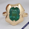 Green Cushion Gemstone Solitaire Engagement Ring