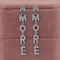 AMORE Initial Letter Round Diamond Dangle Earrings