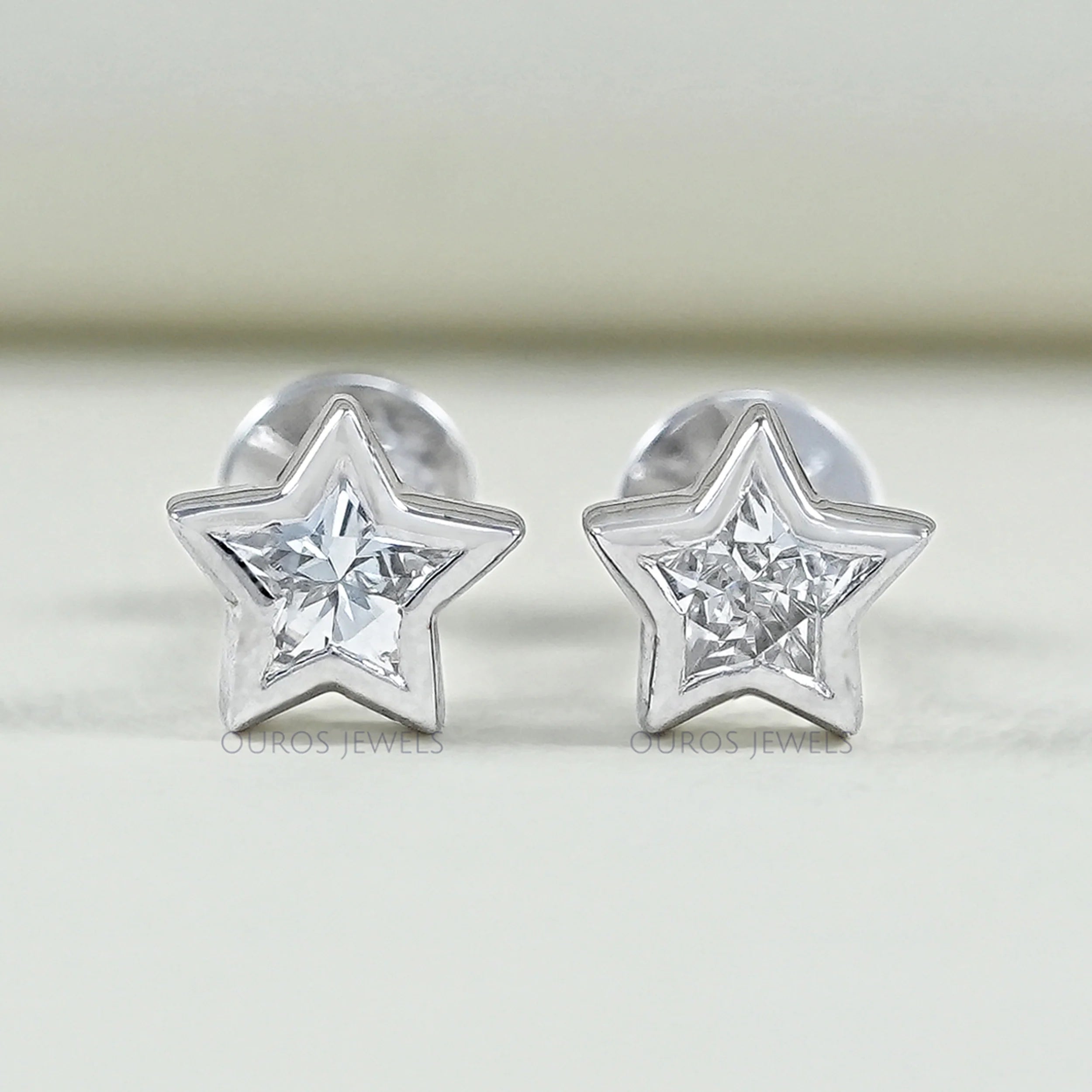 Bezel Set Star Cut Lab Diamond Stud