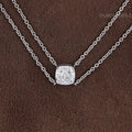 Cushion Cut Lab Diamond Dual Layer Chain Necklace for Women