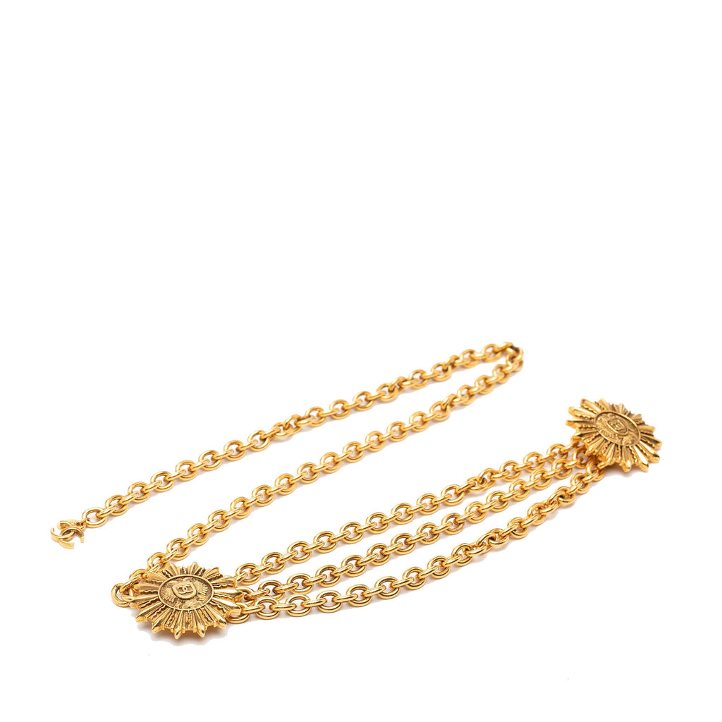CC Gold Plated Sun Medallion Triple Chain Belt