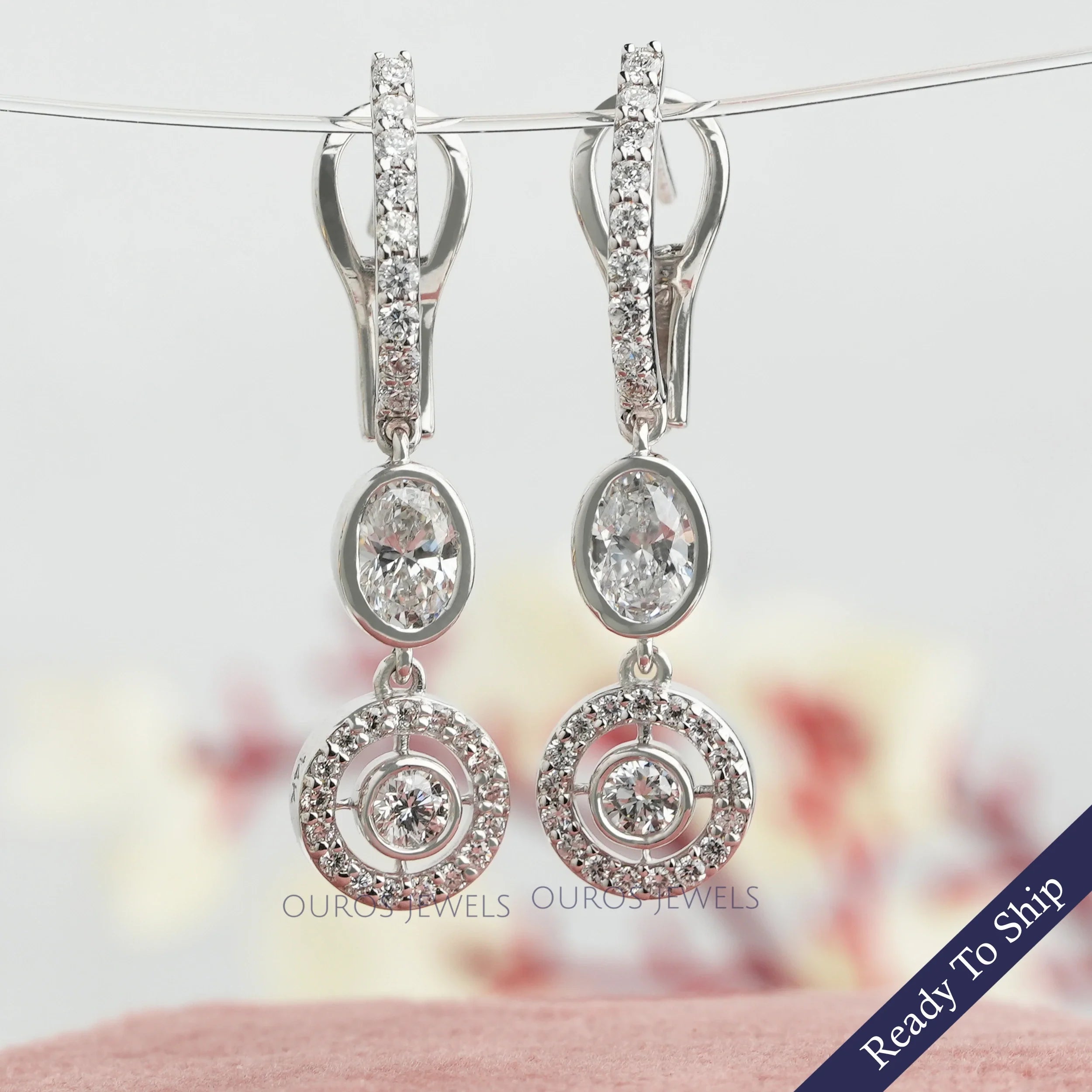 Round Cut Lab Grown Diamond  Lever Back Earrings