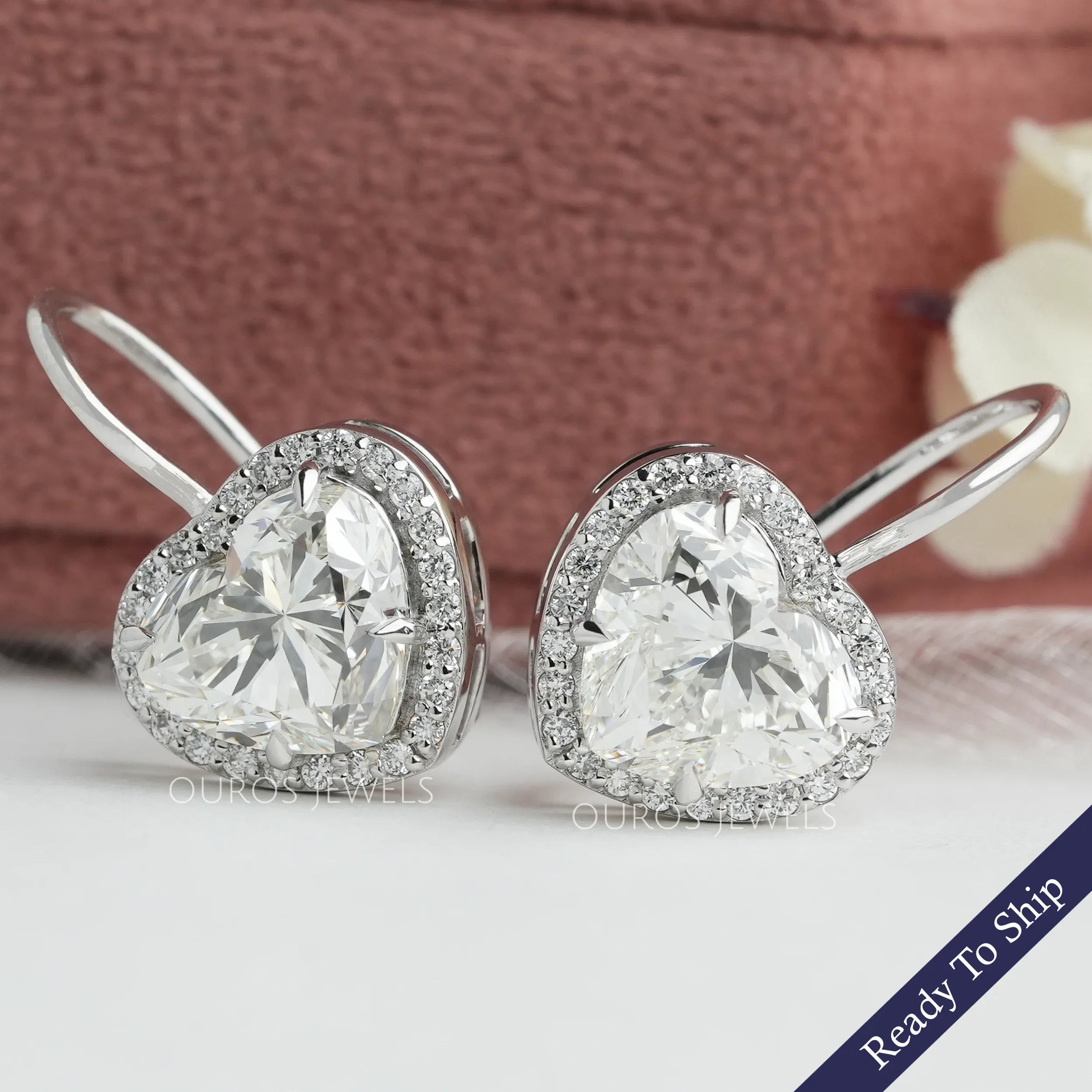 Heart Cut Lab Grown Diamond  Dangle  Earrings
