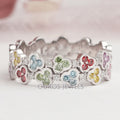 Rainbow Color Round Cut  Lab Grown Diamond Wedding Band