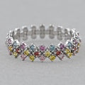 Fancy  Color Round Cut Half Wedding Band