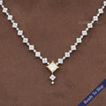 Princess And Round Cut Cluster Diamond Necklace Set