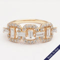 Baguette And Round Cut Lab Diamond Circle Chain Link Ring