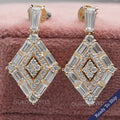Baguette And Round Cut Double Halo Screw Back Earrings