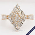 Kite Shape Double Halo Engagement Ring