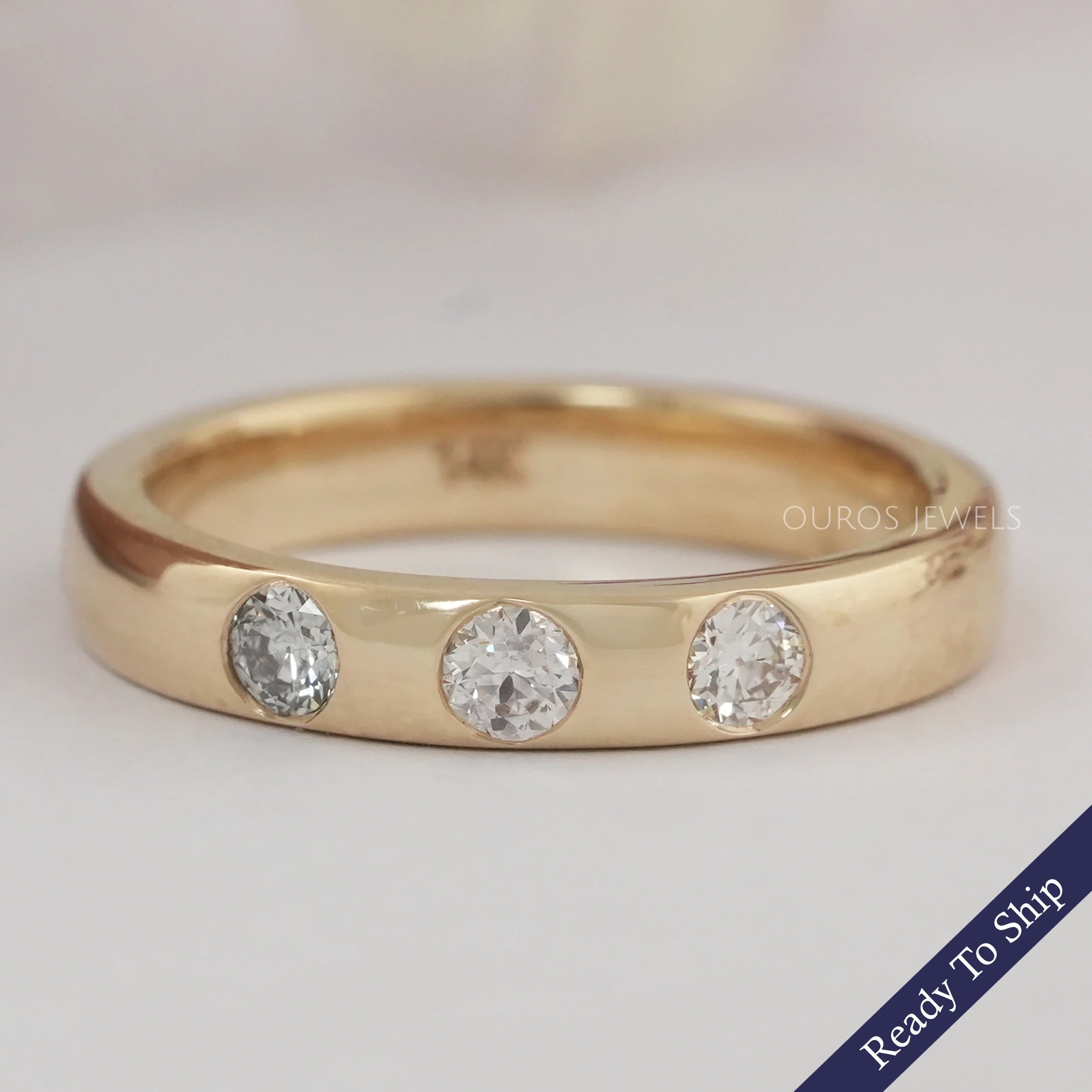 OEC Round Cut Lab Diamond Gypsy Set Band