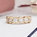 OEC Round Cut Lab Diamond Half Eternity & Half Bezel Set Band