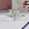 Yellow Pear And Marquise Cut Lab Diamond Cluster Set Ring
