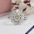 Yellow Oval Cut Bezel Set Lab Diamond Halo Ring