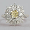 Heart And Pear Shape Halo Sunburst Ring - Cushion Shape