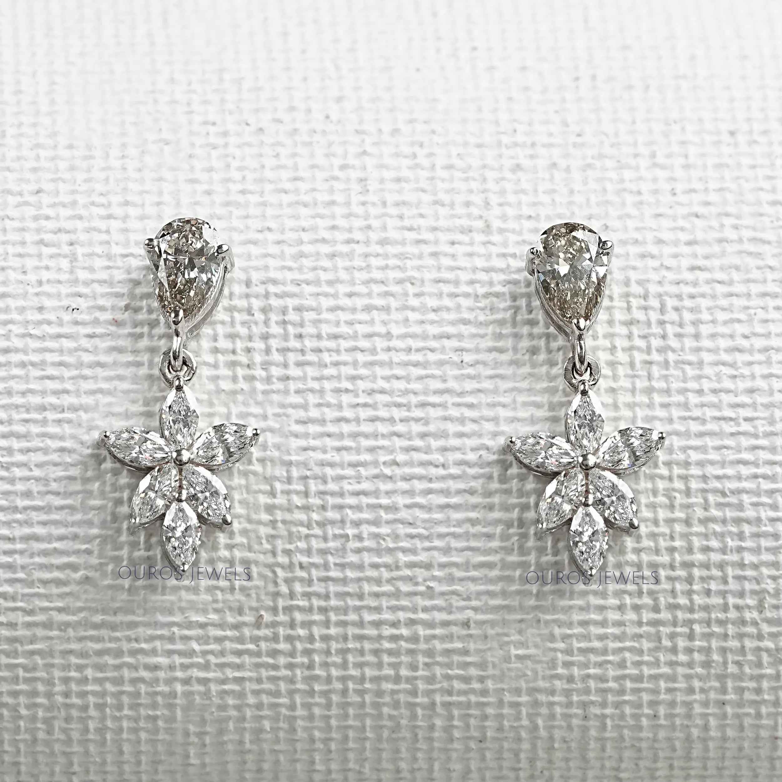 Floral Marquise Shape Drop Earrings