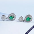 Emerald Pear Gemstone Drop Earrings