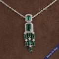Green Emerald Gemstone Halo Chandelier Pendant