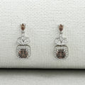 Champagne Asscher Cut Halo Dangle Earrings