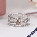 Brown Round Diamond Crossover Wedding Ring