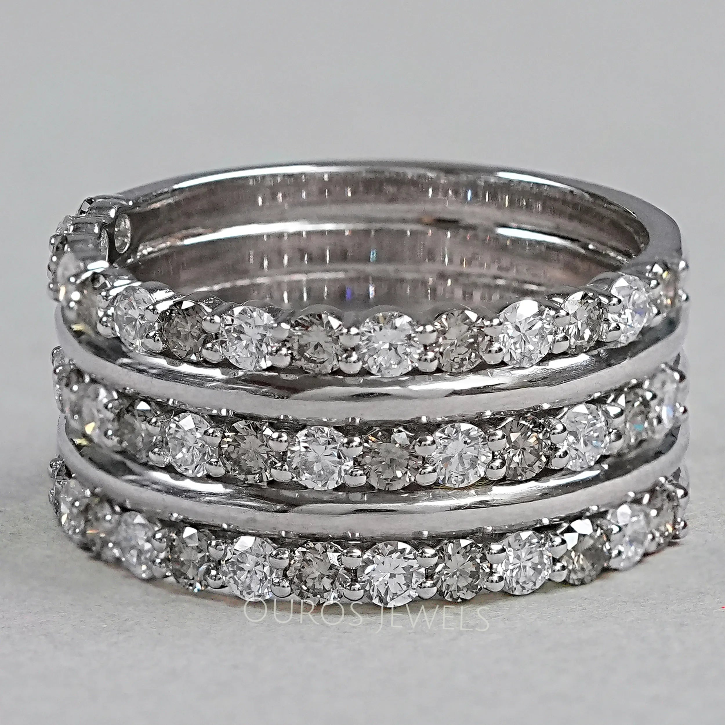 Half Eternity Round Cut Three Row Band