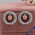 Round Diamond Halo Pearl  Earrings