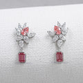 Cluster Drop Earrings With Pink & White Diamonds