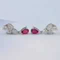 Ruby Pear And Diamond Drop Earrings