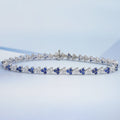 Three Stone Sapphire Round Cut Link Bracelet