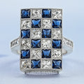 Sapphire And  French Cut Lab Diamond Vintage Ring