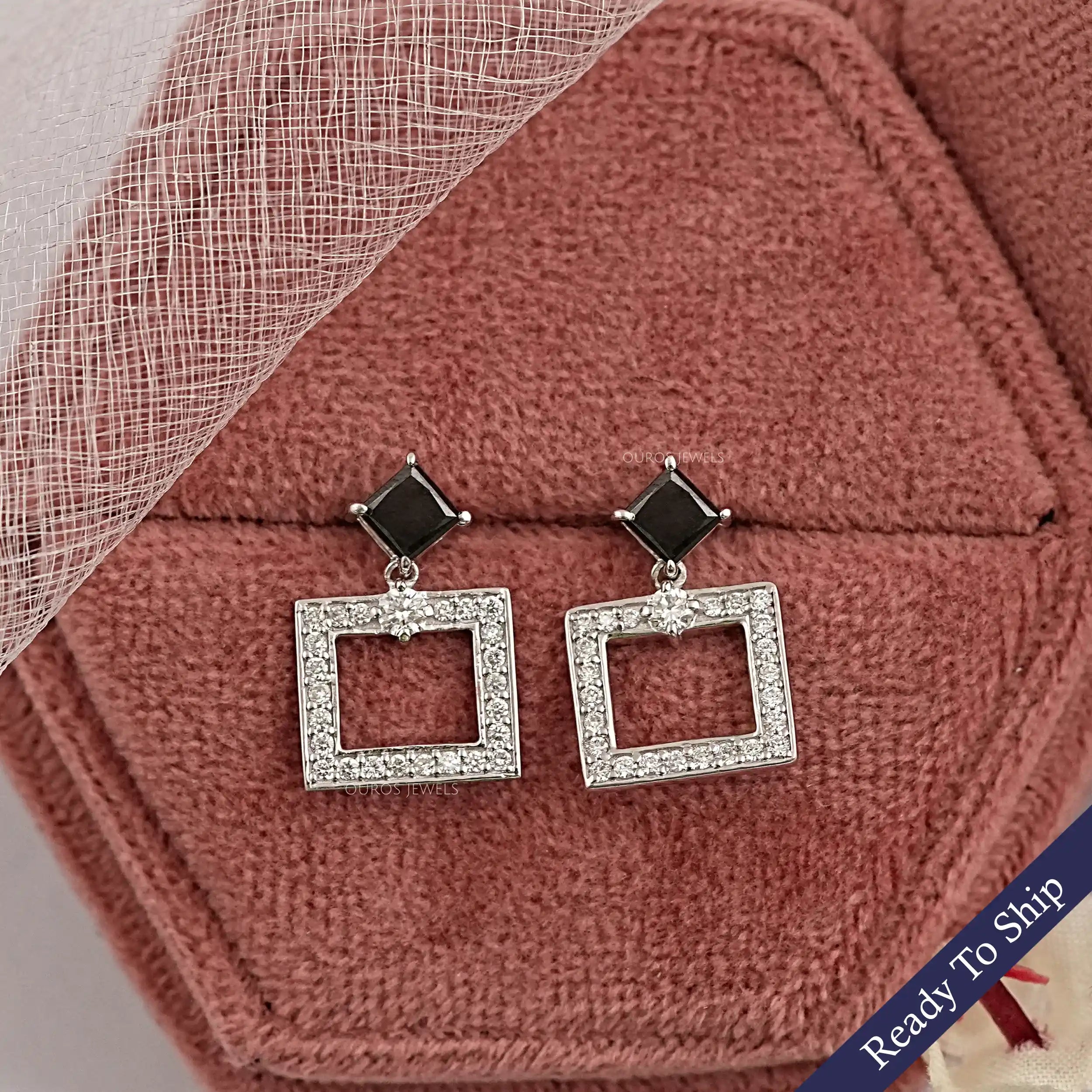 Black Princess Lab Diamond Drop Earrings