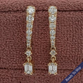 Emerald Drop and Round Cut Diamond Dangle Earring