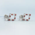 Bezel Set Round Ruby Gemstone Accent Drop Earrings