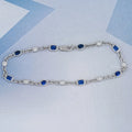 Sapphire Emerald Cut Gemstone Chain Bracelet