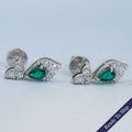 Green Pear And Round Diamond Drop Earrings