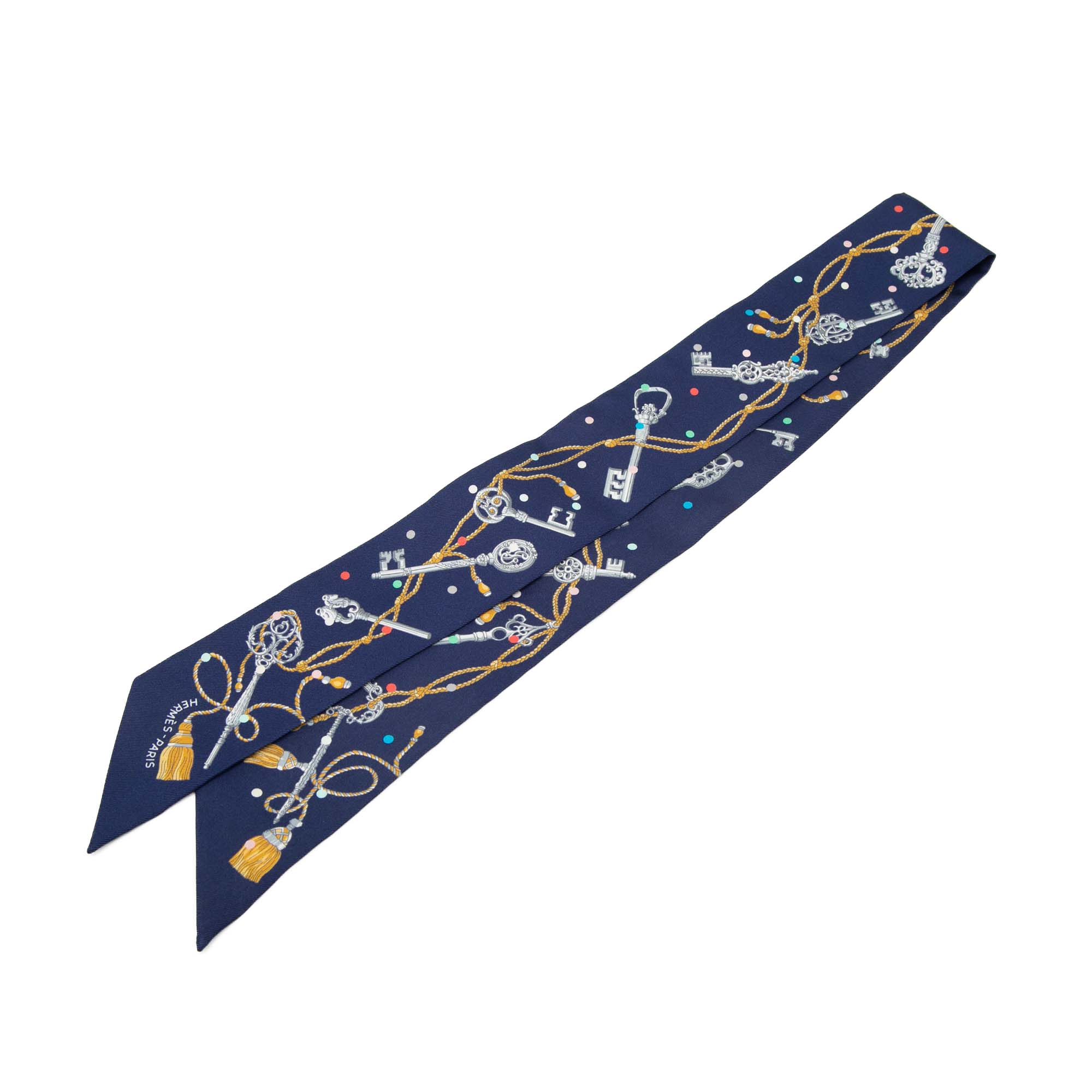 Les Cles a Pois Silk Twilly Scarf