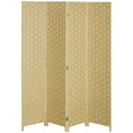 4-Panel Folding Room Dividers, Wave Fibre Freestanding Privacy Screen, 170 cm, Brown