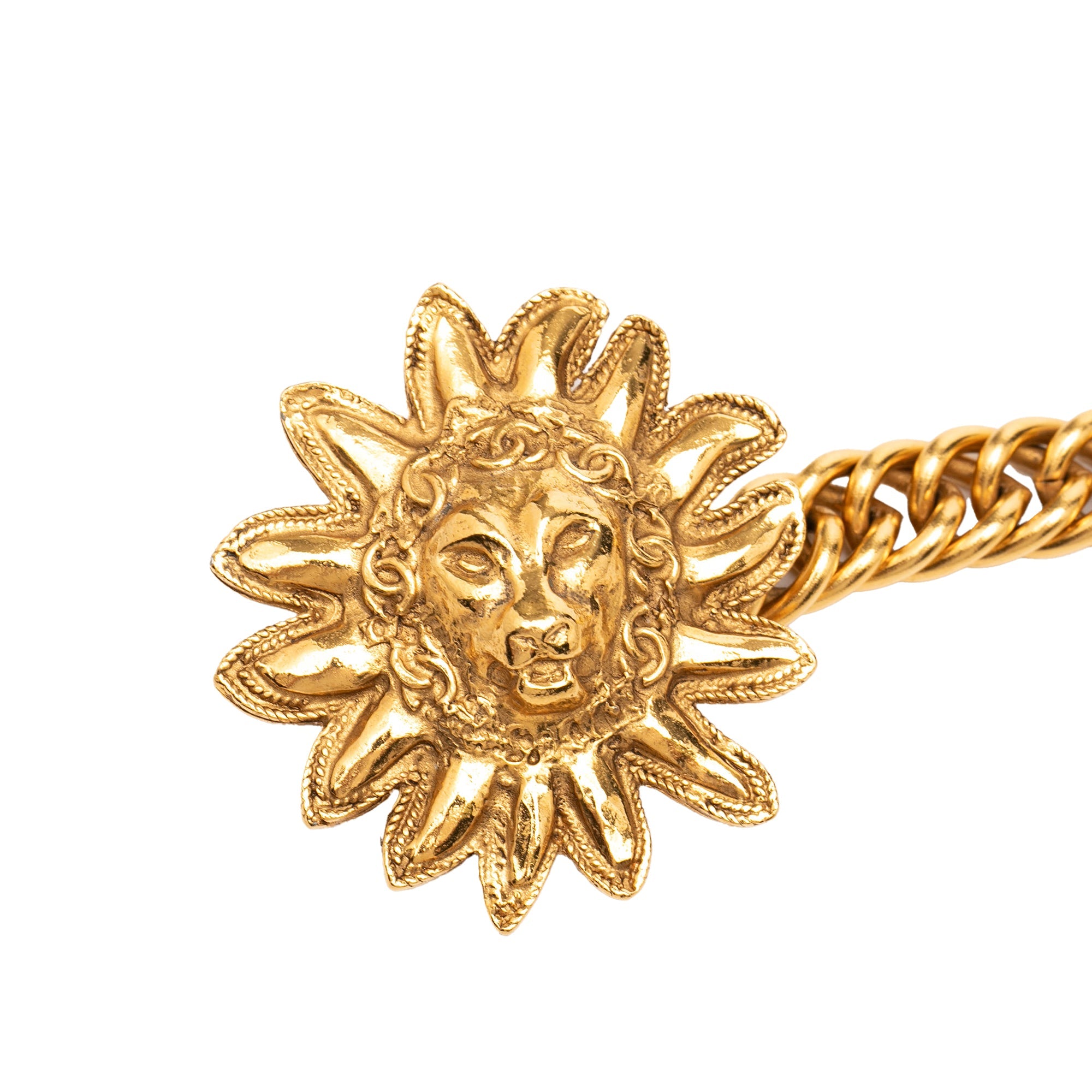 Gold Plated Leo Lion Sun Medallion Charm Necklace