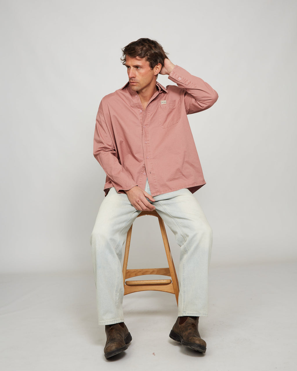 Camisa denim rosácea