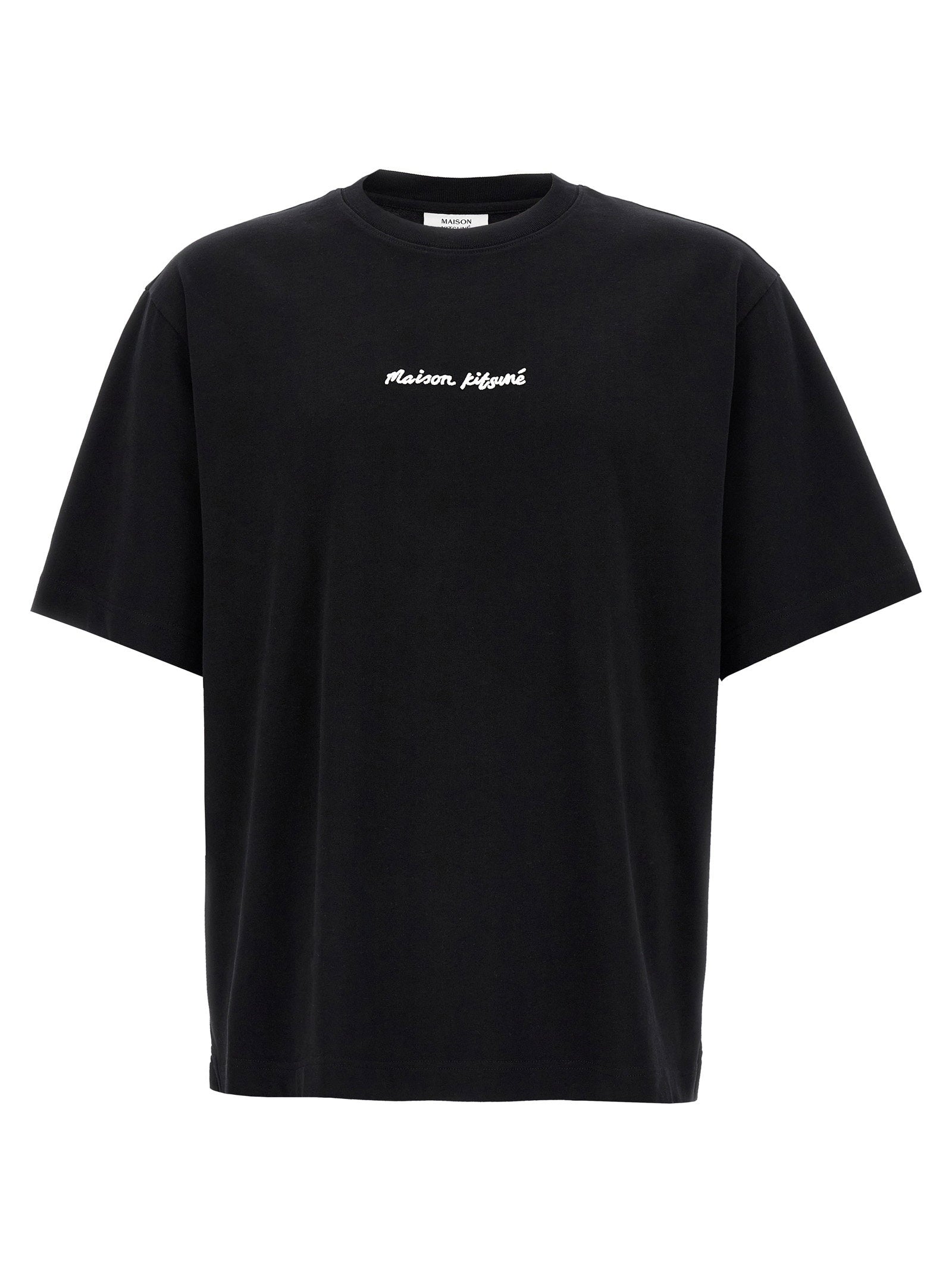 Camiseta de algodón Maison Kitsuné con logotipo bordado — Negra