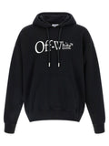 Off White Logo-Print Brushed Cotton Hoodie — Black