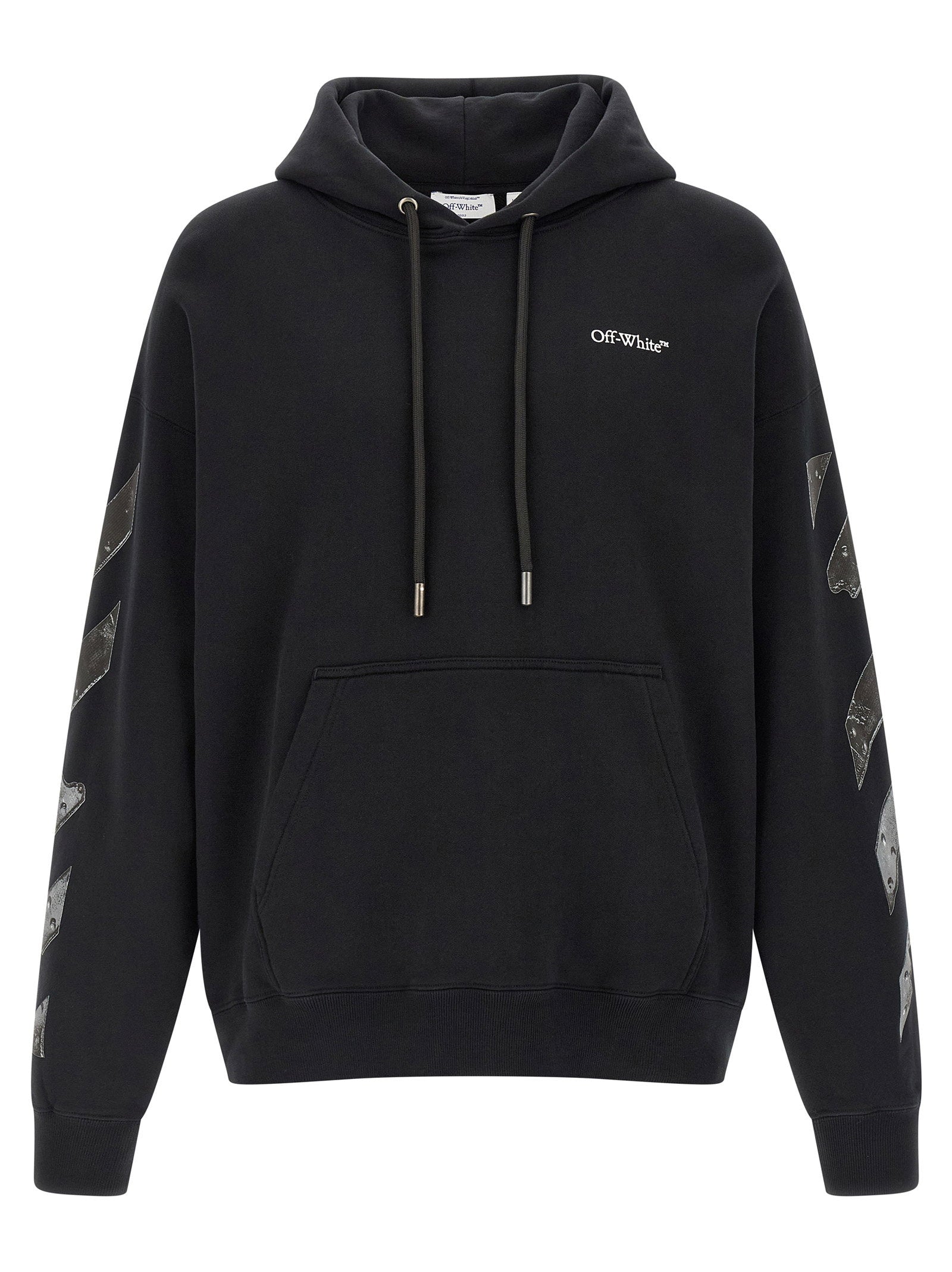 Off White Metal Arrow Skate Print Hoodie — Black